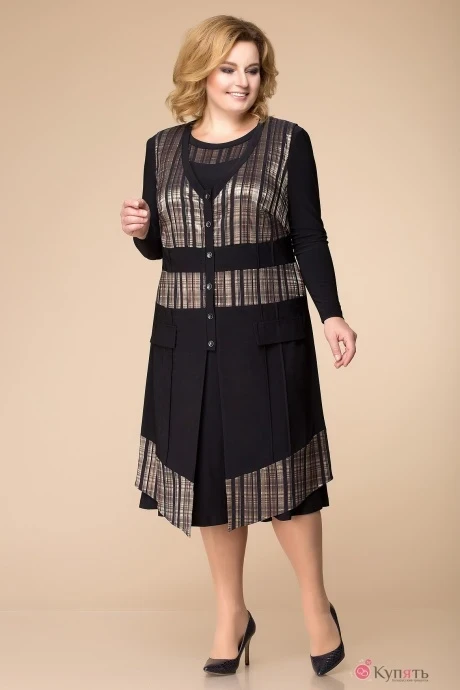 Костюм с платьем Romanovich Style 3-1261 чёрный с золотом #1