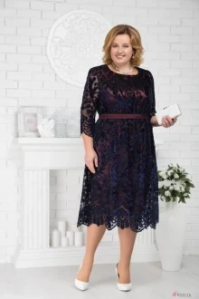 Платье Нинель Шик 5738 синий+бордо