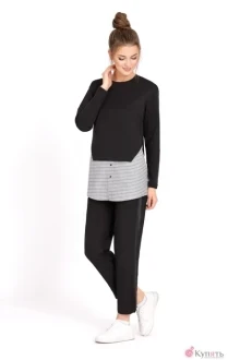 Брючный костюм УТИЛЬ PiRS 179 черный/серая полоска