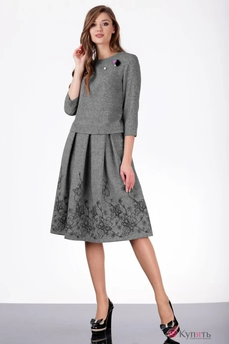 Юбочный костюм Ладис Лайн 1007 серый #1