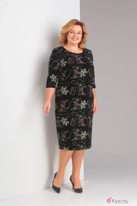 Платье Diamant 1375 черный+красно-зеленый #1