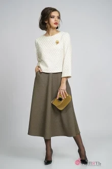 Юбочный костюм ALANI COLLECTION 824 молочный+клетка