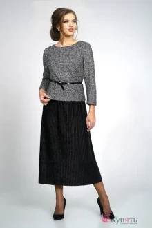 Юбочный костюм ALANI COLLECTION 829б луза серебро+юбка черная