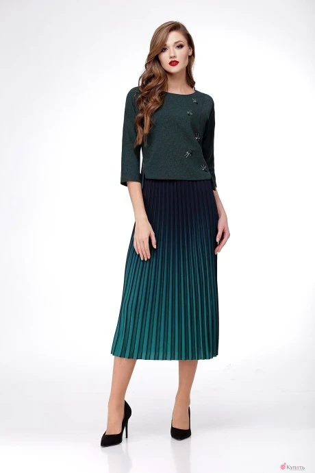 Юбочный костюм Мишель Стиль 738 зелёный #1