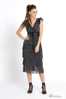 Платье EOLA 1571 чёрный с серебром