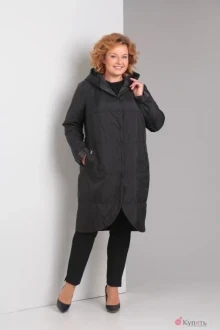 Пальто Diamant 1328 черный+серая полоска