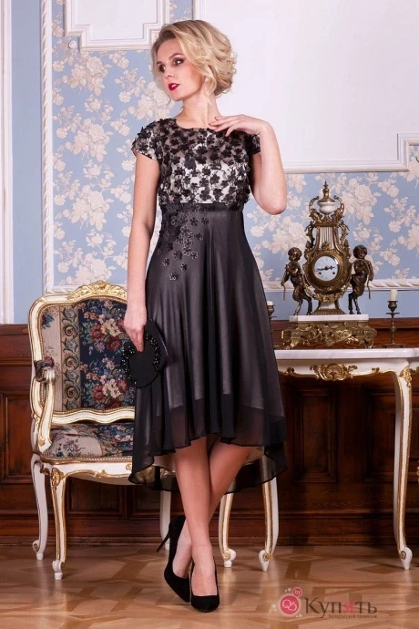 Платье Euromoda 193 черный+молочно-золотистый #1