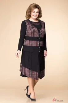 Костюм с платьем Romanovich Style 3-1261 чёрный с бордо