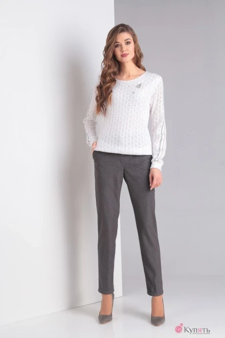 Брючный костюм Diamant 1382 белый+серый #1