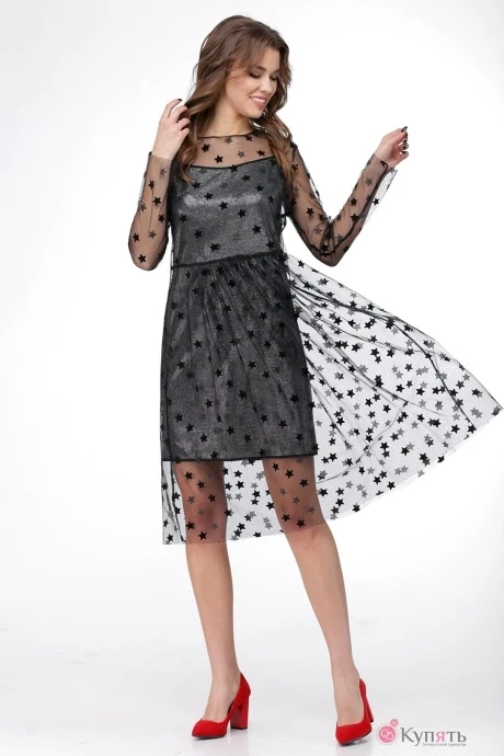 Платье Ладис Лайн 1029 серебристо-черный #1