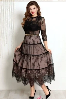 Платье Vittoria Queen 5153-3 черный+беж