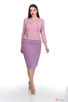 Юбочный костюм Мишель Стиль 746 св.розовый-клевер