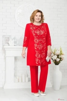 Брючный костюм Нинель Шик 5708 красный