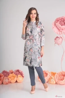 Брючный костюм SandyNa 13396-1 серый розы