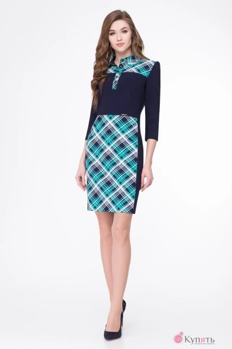 Платье БелЭкспози 833 зелёная клетка #1