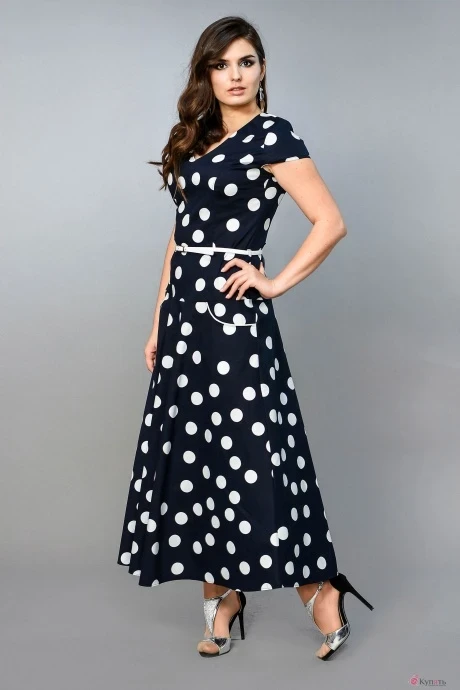 Платье Diva 959 темно-синий горох #1
