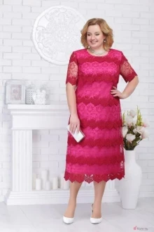 Платье Нинель Шик 5697 виннный+малина