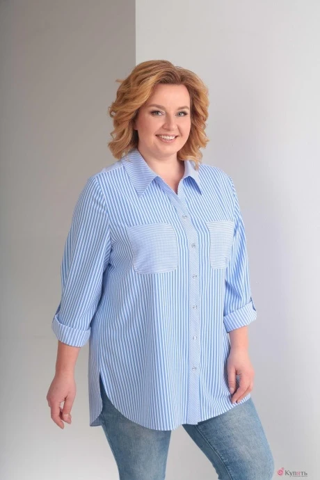 Блузка, туника, рубашка Орхидея Люкс 897 голубая полоска #1