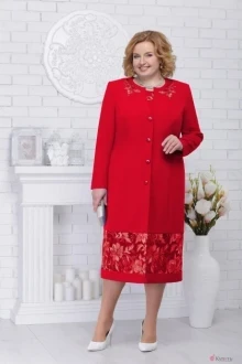 Юбочный костюм Нинель Шик 7226 красный