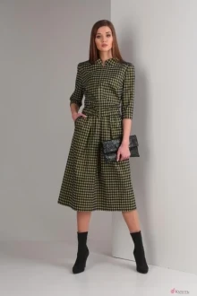 Юбочный костюм VIOLA STYLE 2624 клетка жёлтая