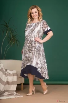 Платье Лилиана 719 горох+синий