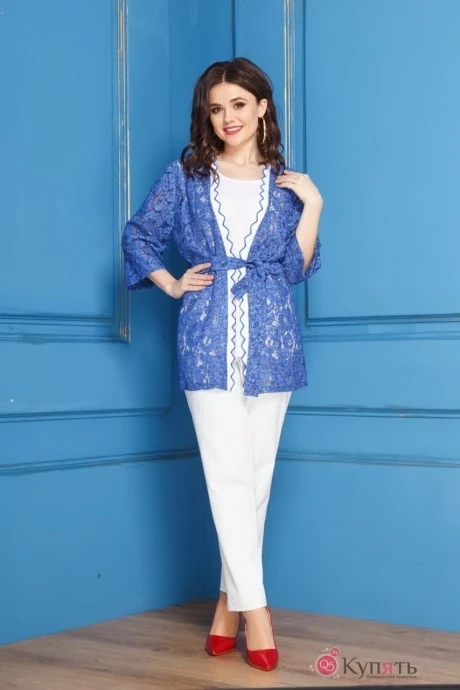 Брючный костюм Anastasia 272 синий/белый #1