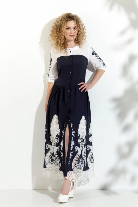 Платье Euromoda 209 белый+синий #1