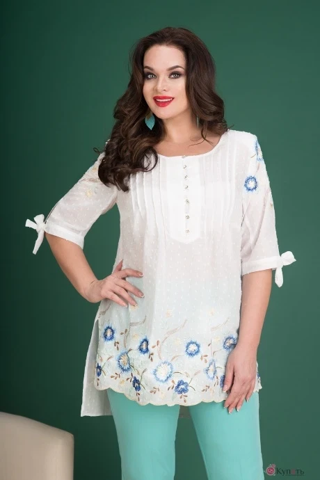 Блузка, туника, рубашка Лилиана 704 с голубым #1