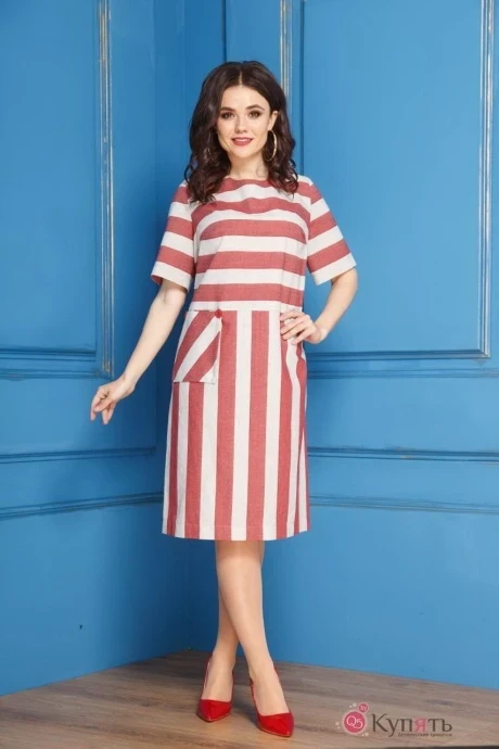 Платье Anastasia 281 бежевый/красный #1