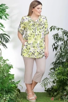Блузка, туника, рубашка LeNata 11006 зеленые листья