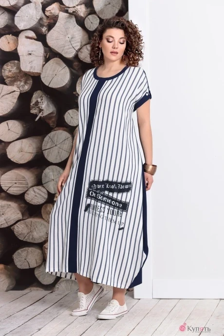 Платье Мублиз 332 синий+полоска #1