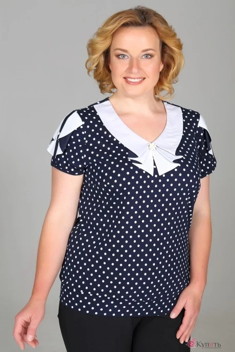Блузка Медея и К 1844 синий в горошек #1