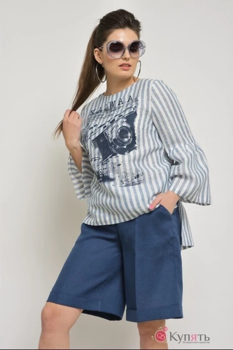 Брючный костюм MALI 764 полоска+синий #1