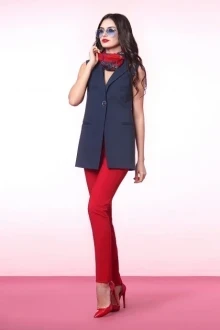 Брючный костюм *Распродажа Ольга Стиль С243 синий+красный