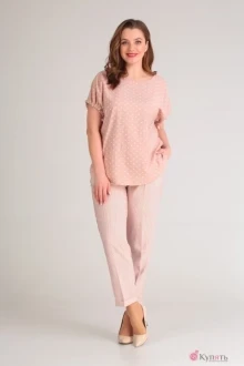 Брючный костюм Diamant 1414 пудра в горох
