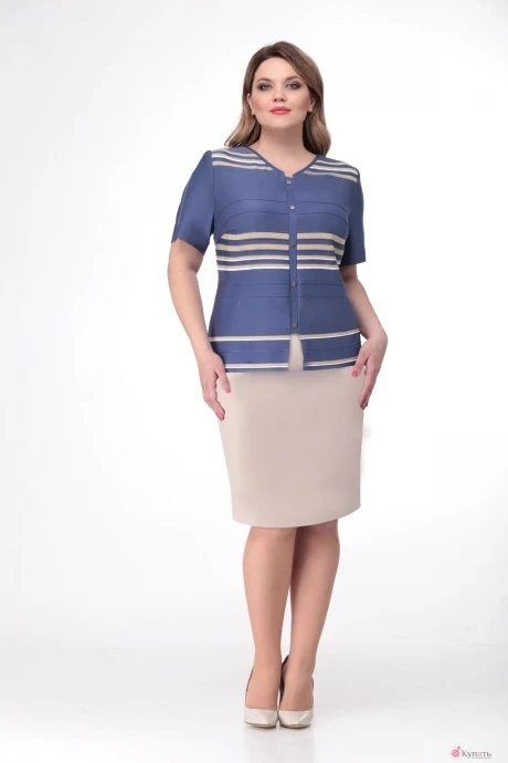 Юбочный костюм Карина Делюкс В-288.1 синий верх #1