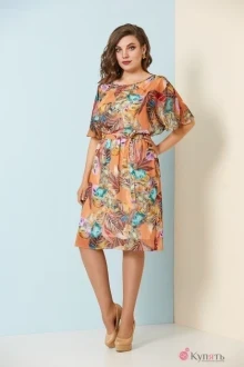 Платье Ольга Стиль Т404 дизайн листья