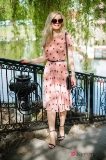 Платье Azzara 335Р пыльная роза в черный горох