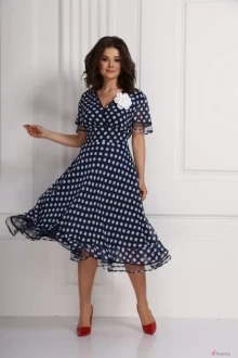 Платье SolomeaLux 566_4 синий в белый горох
