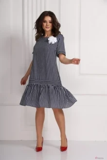 Платье SolomeaLux 595 синий в полоску