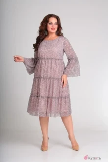 Платье Diamant 1434 серый в горох