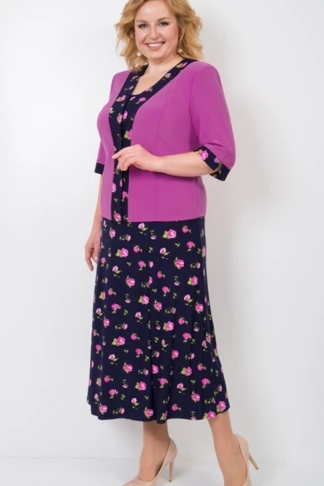 Юбочный костюм TricoTex Style 04-18 сирень+розочки #1