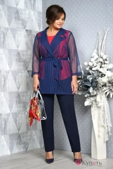 Брючный костюм ALANI COLLECTION 973 т/синий+красный
