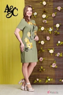 Платье Angelina&Сompany 280 зеленый+желтые тюльпаны