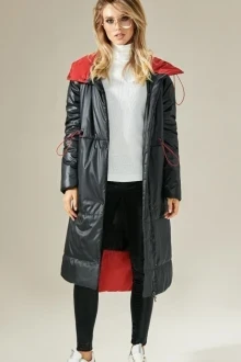 Пальто DILIA 0237 Черный/Красный