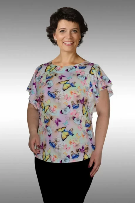 Блузка Таир-Гранд 62271 розовые бабочки #1
