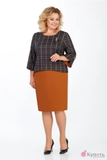 Юбочный костюм Bagira 573 клетка синяя с терракотом