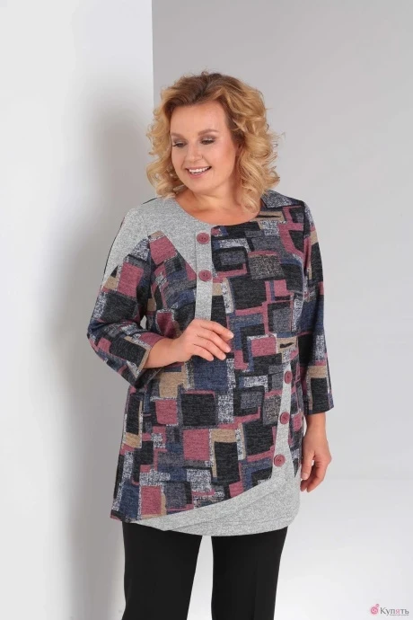 Блузка, туника, рубашка Орхидея Люкс 931 разноцветные квадраты #1