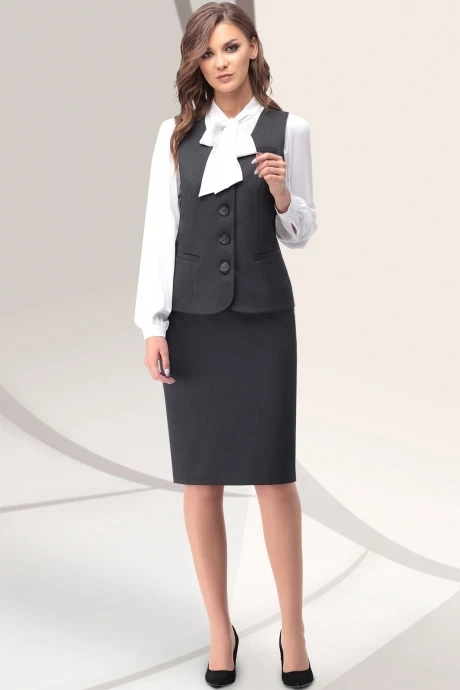 Юбочный костюм LeNata 32913 тёмно-серый #1