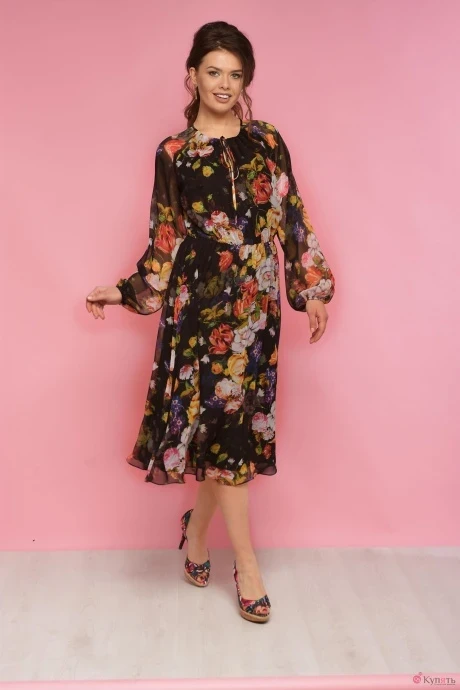 Платье Anelli 642 черный с цветным #1